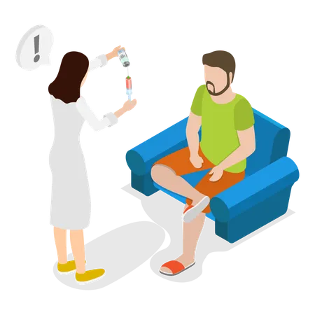 Doctor giving injection to patient  Illustration