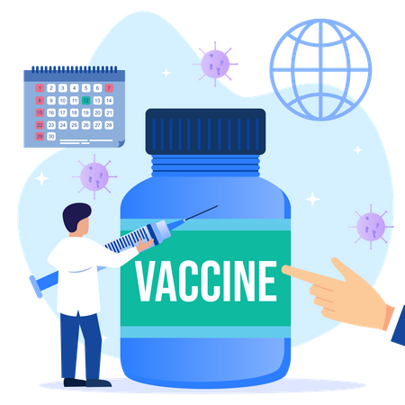 Doctor Holding Vaccine  Illustration