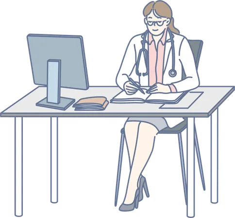 Doctor is analyzing patient's report  Illustration