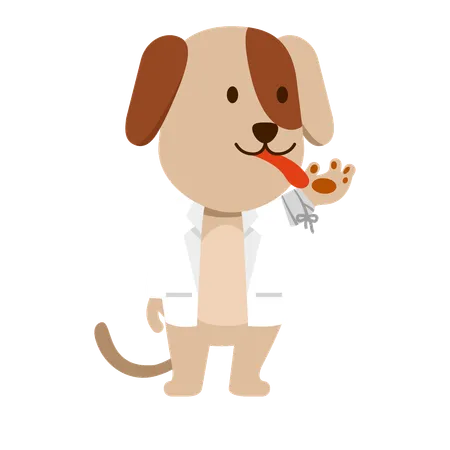 Doctor is checking up dogs tongue  Illustration