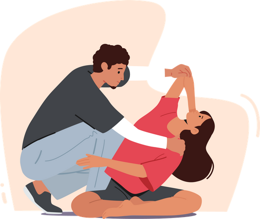 Doctor osteopath doing massage procedure to client  Illustration