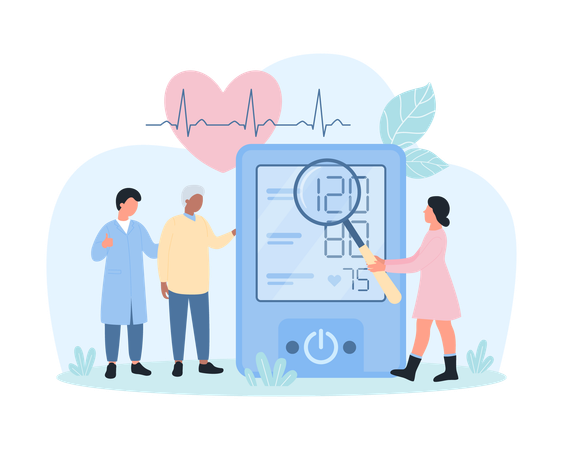 Doctors measuring blood pressure  Illustration