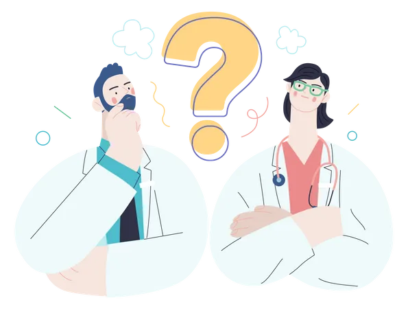 Doctors thinking about second opinion  Illustration