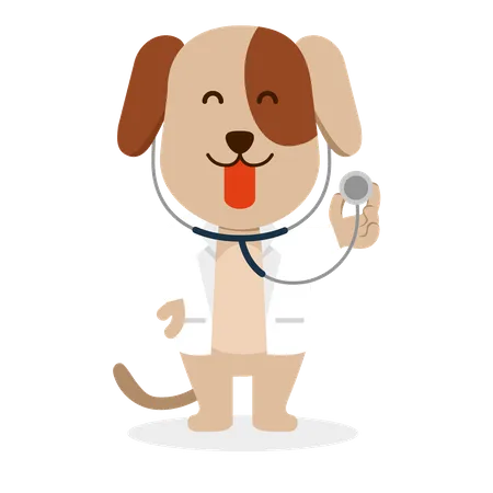 Dog in doctor costume  Illustration