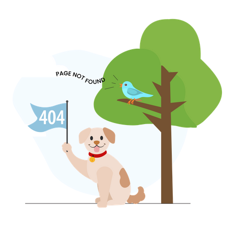 Dog With 404 Flag  イラスト