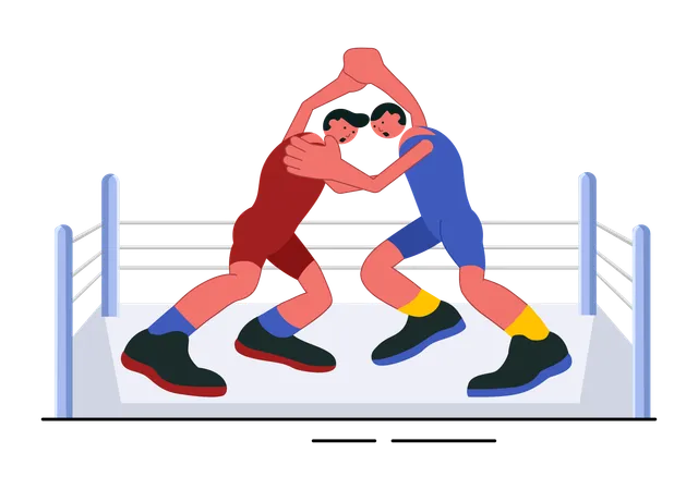 Dois lutadores fazendo luta livre boxe  Ilustração