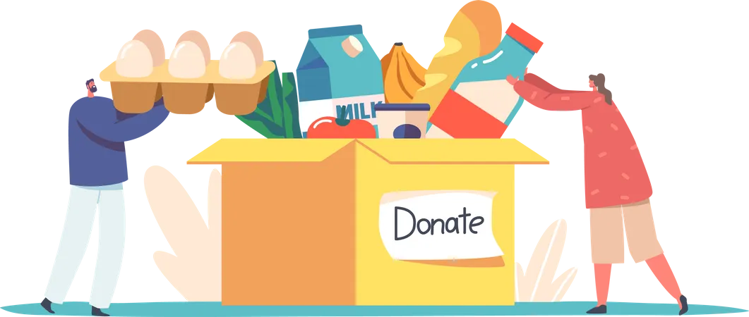 Donation Box with Food  Illustration