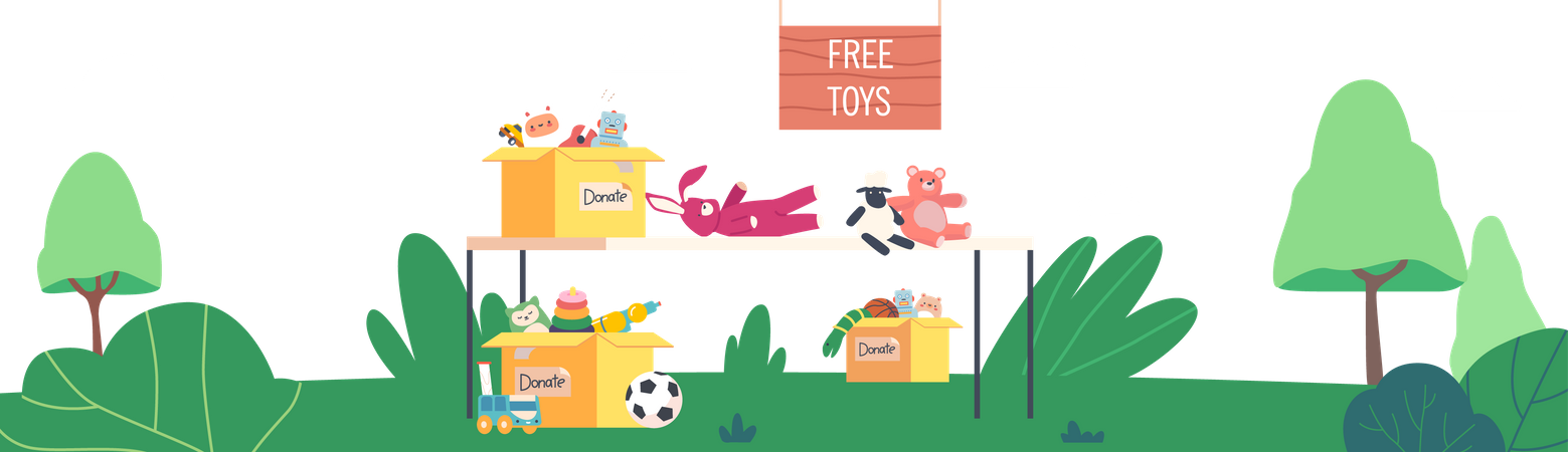 Donation boxes with toys  Illustration