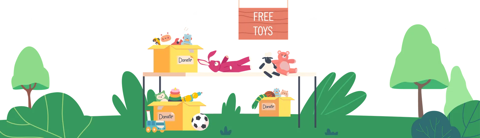 Donation boxes with toys  Illustration