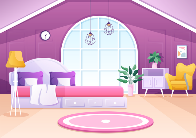 Dormitorio de hotel  Ilustración