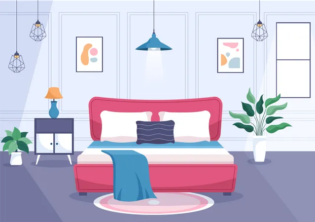 Interior del dormitorio  Ilustración