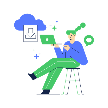 Downloading Data from cloud  Illustration