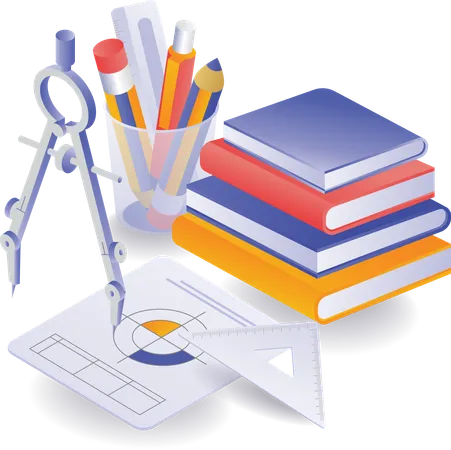 Drawing school educational equipment  Illustration