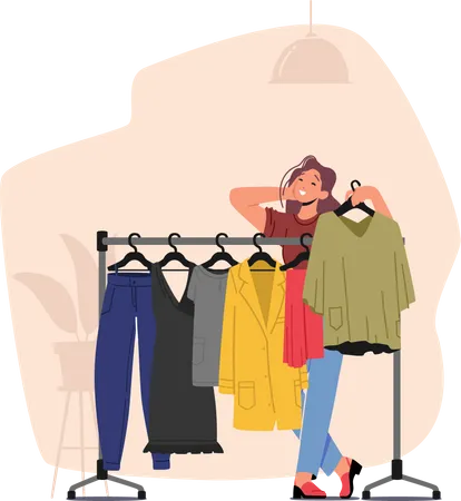 Dressmaker Female Collection on Hanger  Illustration