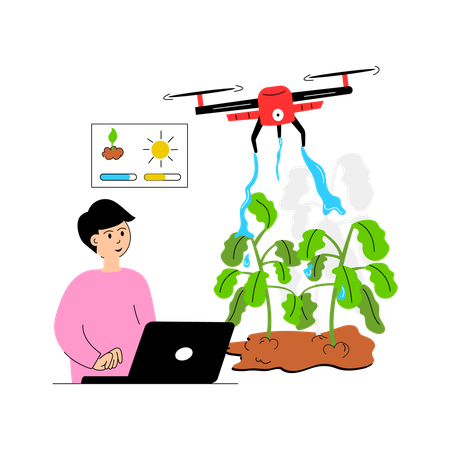 Drone assisted farming using smart technology for precision  Illustration