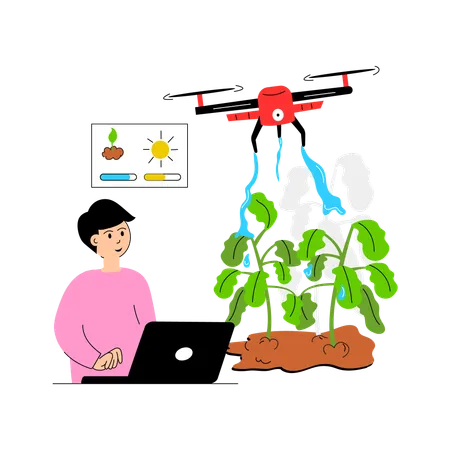 Drone assisted farming using smart technology for precision  Illustration