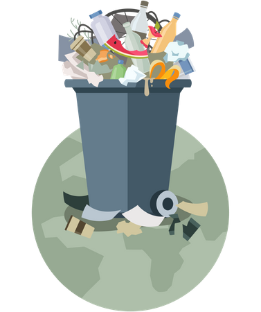 Dustbin full of garbage  Illustration