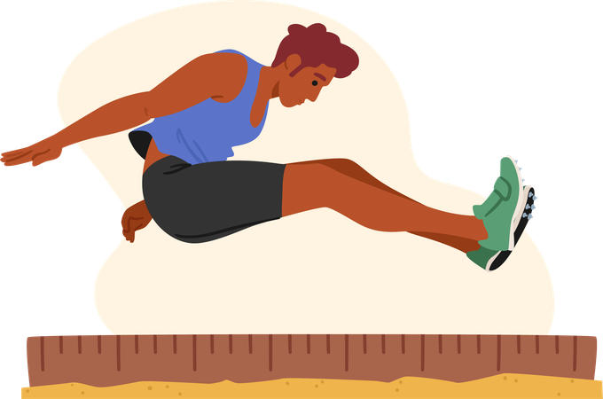 Dynamic Long Jump Athlete  Illustration