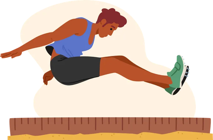 Dynamic Long Jump Athlete  Illustration