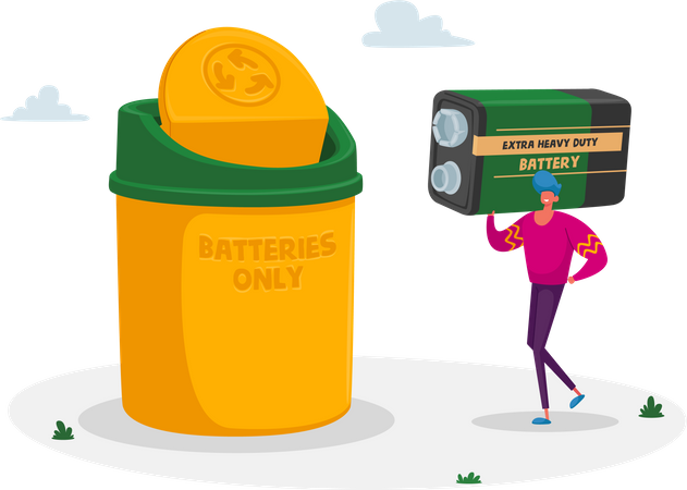 E-waste batteries recycling  Illustration