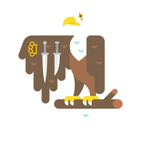 Eagle with knife and punch  イラスト