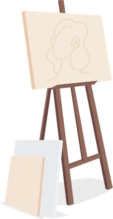 Easel with canvas painting  일러스트레이션