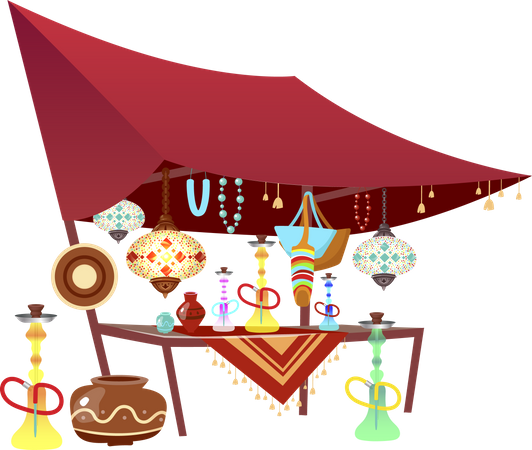 Eastern market tent with souvenirs  イラスト