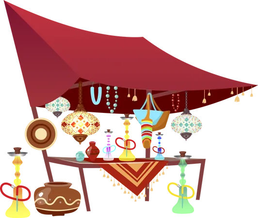 Eastern market tent with souvenirs  イラスト