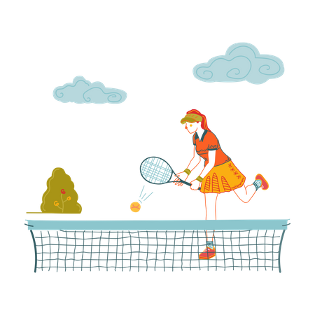 Écolière jouant au tennis de table  Illustration