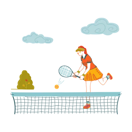 Écolière jouant au tennis de table  Illustration