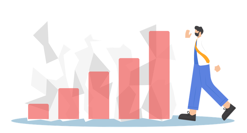 Economic slowdown declining consumer spending  Illustration