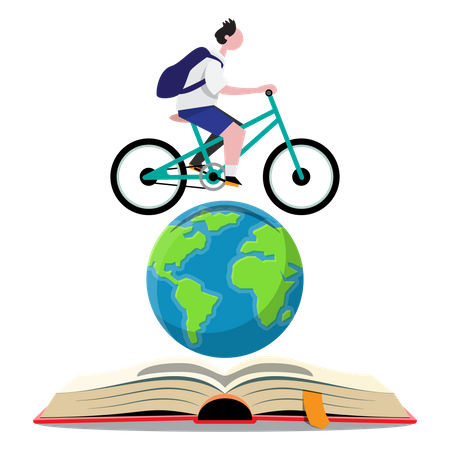 Educación como viajar alrededor del mundo.  Ilustración