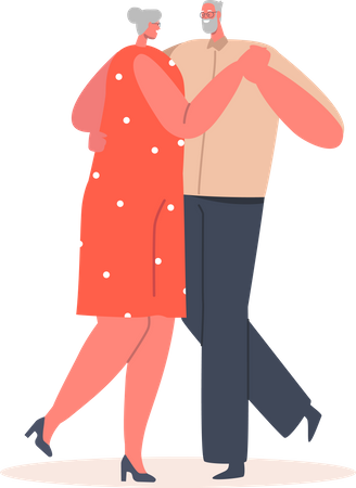 Elder couple dancing  イラスト