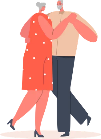 Elder couple dancing  イラスト