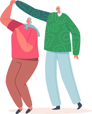 Elder couple doing romantic dance  イラスト