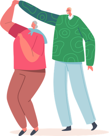 Elder couple doing romantic dance  Illustration