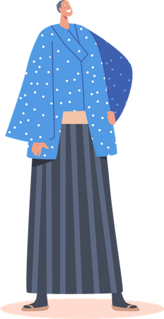 Elderly Asian Man wear Kimono  Illustration