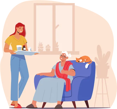 Elderly Caregiving  Illustration