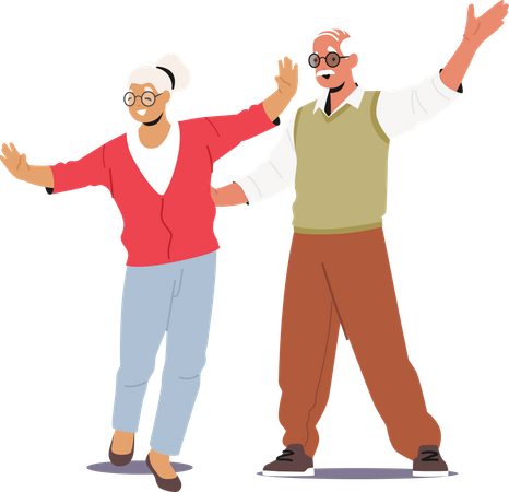 Elderly couple celebrating together  Illustration