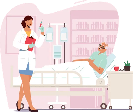 Elderly Health Care Medical  Illustration