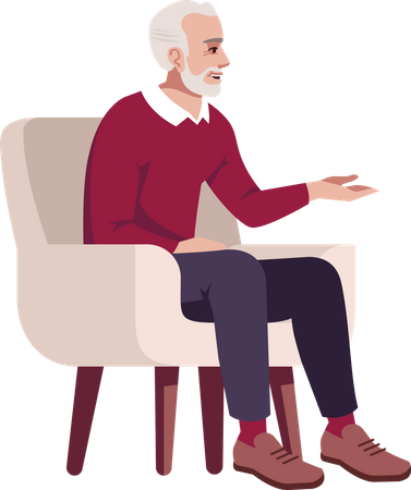 Elderly man in armchair  Illustration