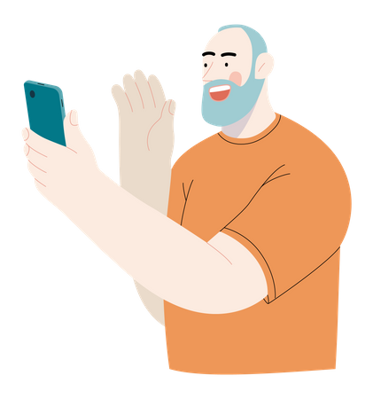 Elderly man talking on the phone  Illustration