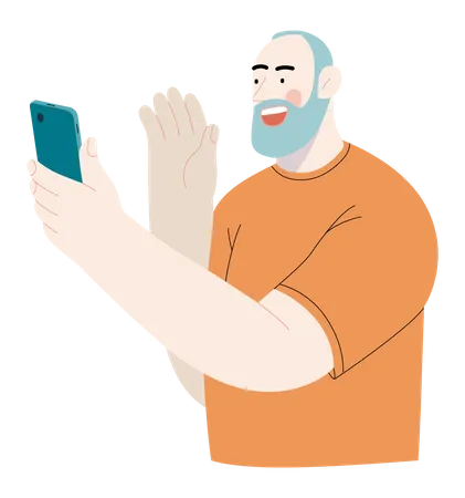 Elderly man talking on the phone  Illustration