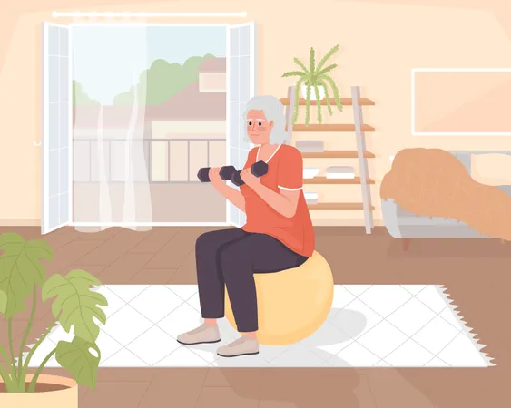 Elderly woman exercising  Illustration