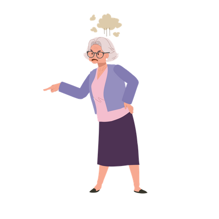 Elderly Woman Expressing Anger and Frustration  Illustration