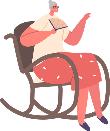 Elderly Woman feeling hot  Illustration