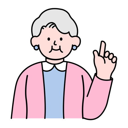 Elderly Woman Pointing Finger  Illustration