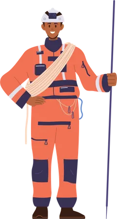 Electric network worker holding cable wire  Illustration