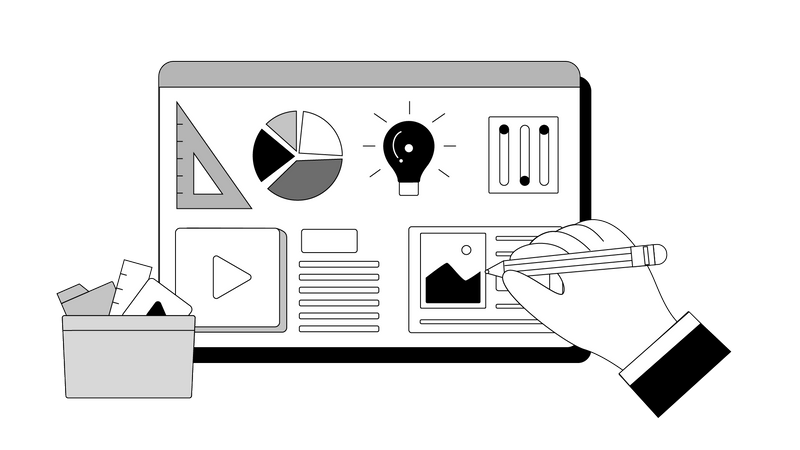 Elementos de diseño de interfaz de usuario web UX  Ilustración