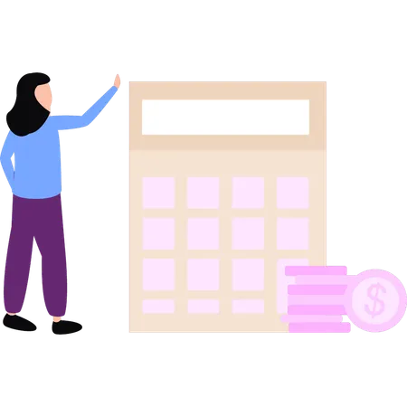 Employee is calculating her finances  Illustration